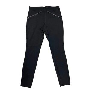 Max Studio Black Skinny Pants Leggings Faux Leather Trim Pull on Size Small